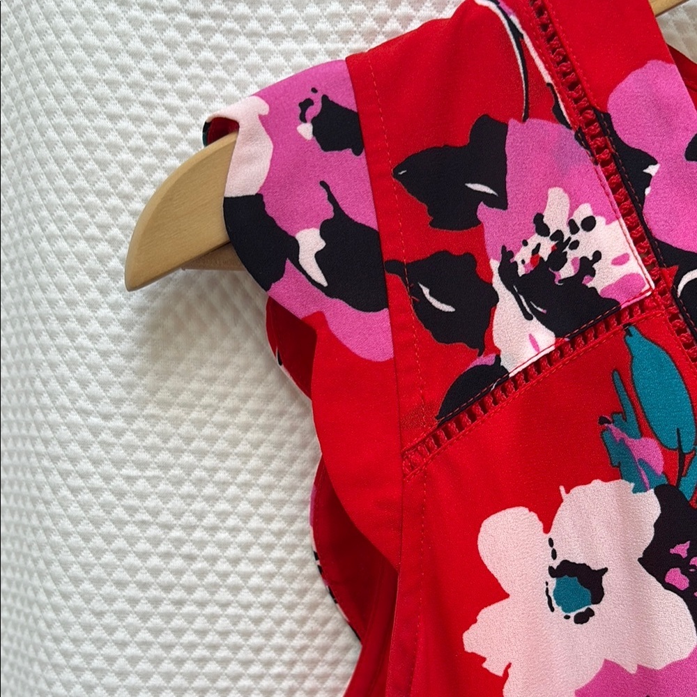 41 Hawthorn Red Floral Mini Sundress with Cap Sleeves - Picture 5 of 7